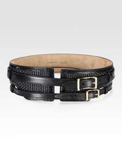 Burberry London   Double Buckle Leather Belt