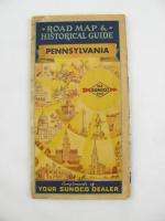 Vintage 1940s? Pocket Road Map Pennsylvania Historical Guide Sunoco 