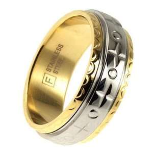  Two tone Engraved Spinning Stainless Steel Ring   11 