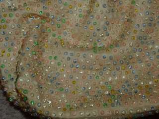 Vtg Drawstring Purse Handbag REVERSIBLE Candy Beads TLC  