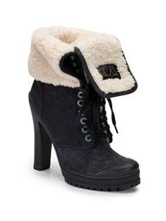 Philip Simon   Kevoik Canvas & Shearling Ankle Boots/Black