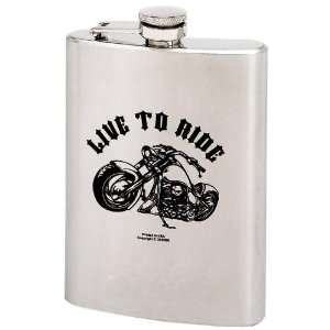   Live To Ride By Maxam® 8oz Stainless Steel Hip Flask with Screw Down