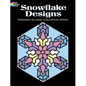  Designs Stained Glass Coloring Book[ SNOWFLAKE DESIGNS STAINED GLASS 