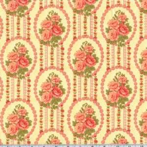   Victorian Creamy Yellow Fabric By The Yard: Arts, Crafts & Sewing