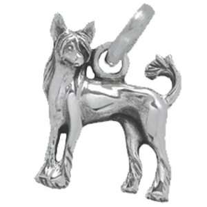  Cute Small Chinese Crested Dog Sterling Silver Charm 