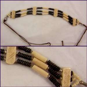   Picure   Brown and Tan Delicate Carved Bone Choker: Everything Else