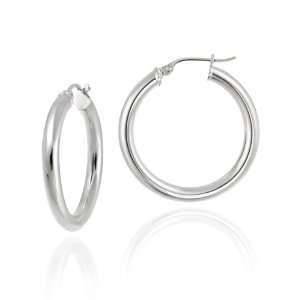   Silver Tarnish Free 3x25 Polished Clicktop Hoop Earrings: Jewelry