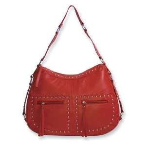  Red Leather Studded Hobo Bag: Jewelry