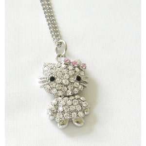  Hello Kitty Austrian Crystal 3 D Pendant & Necklace with 