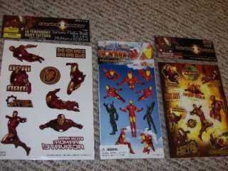 x3 Iron Man ice cold pack tattoo sticker magnet crayons  