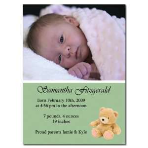  Teddy on Sage Baby Photo Birth Announcement: Office 