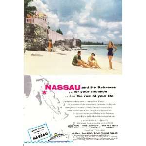   Nassau Bahamas Beach Blonde Vintage Travel Print Ad 