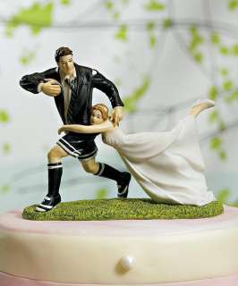 Love Match Football Rugby Couple Wedding Cake Topper  
