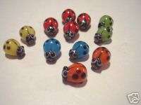 Blue Red Yellow Orange Ladybugs Lampwork Glass Beads  