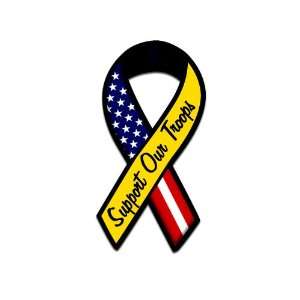 Patriotic I Support Our Troops Ribbon w USA Flag Colors 