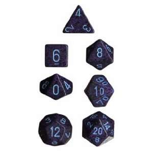  Chessex Dice: Polyhedral 7 Die Speckled Dice Set   Cobalt 