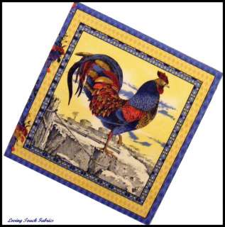 ROOSTER CHICKEN BARN COUNTRY FABRIC PANEL 14 X 15 #C  