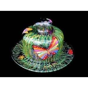  Butterfly Meadow Design   Hand Painted   Cheese Dome and 
