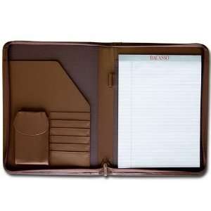   : Chocolate Brown Leather Deluxe Zip Around Padfolio: Office Products