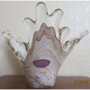   ART GLASS BOWL w BROWN Swirl Pattern (Murano Style): Home & Kitchen