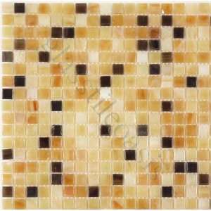  Tan 3/8 x 3/8 Brown Mini Squares Glossy Glass Tile 
