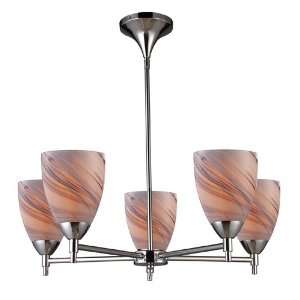 CELINA 5 LIGHT CHANDELIER IN POLISHED CHROME AND CREME GLASS W:28 H:8 