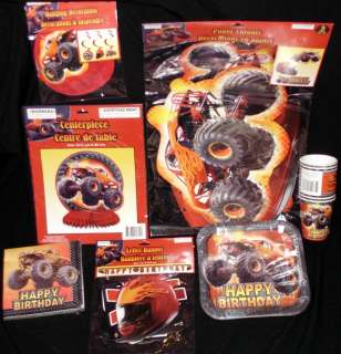 Brand New Monster Trucks Birthday Party Supplies Set: Plates,Cups 