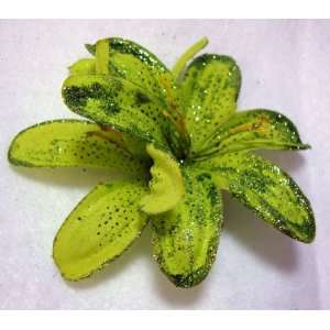  Lime Green Glitter Double Lily Flower Hair Clip: Beauty