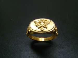 14K Finely Detailed Double Eagle crest / signet ring  