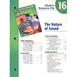   Science & Technology Chapter 16 Resource File: The Nature of Sound