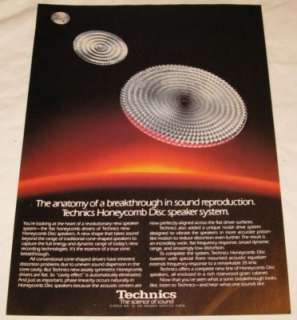  type vintage technics honeycomb disc speaker system print ad 