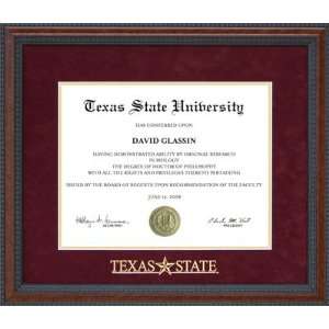  Texas State Diploma Frame with Embossed Maroon Suede Mat 