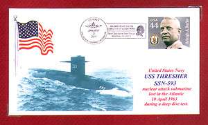   THRESHER SSN 593 Attack Submarine Memorial Photo Cacheted Naval Cover