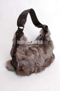 Silver Blue Fox Fur Handbag / Purse New  