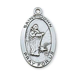  St. John The Evangelist Sterling Oval Medal: Jewelry