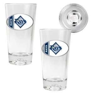   Pint Ale Glass Set with Baseball Bottom   Oval Logo: Sports & Outdoors