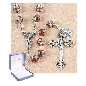  Red Cloisonne Rosary in Gift Box 