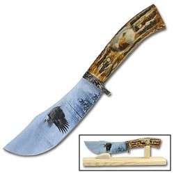 GREAT EAGLE BOWIE KNIFE & DISPLAY STAND   GREAT GIFT  