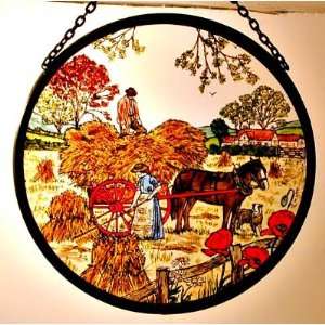  Harvesting Scene in Stained Glass By Winged Heart