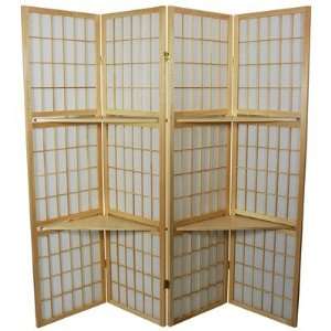  65 Window Pane Room Divider with Shelf in Natural 