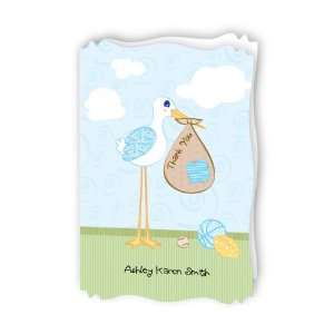  Stork Baby Boy   Personalized Baby Thank You Cards With 