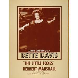  1941 Ad RKO The Little Foxes Bette Davis Samuel Goldwyn 