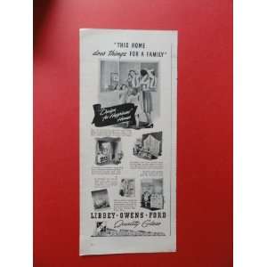 Libbey Owens Ford Glass.1941 print ad (woman/girl.) Orinigal Magazine 