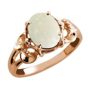   Opal White Oval Mystic Quartz Rose Gold Plated Argentium Silver Ring