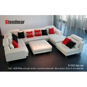  6pc New Modern Design White Leather Sectional Sofa 150Q 