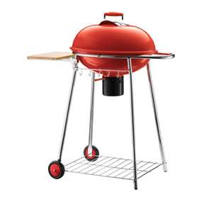 New Bodum Fyrkat Large Oval Round Wheeled Charcoal BBQ Grill   Four 