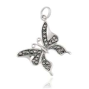  Sterling Silver Marcasite Butterfly Charm: Jewelry