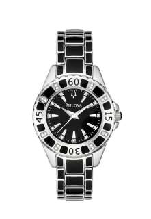 Bulova Ladies Black Ceramic 27 Diamond Watch 98R129  
