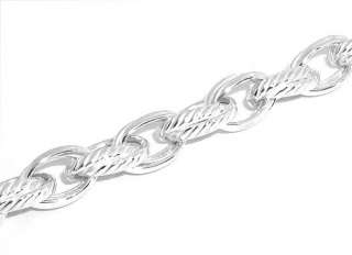 Solid Ribbed Double Oval Bracelet 925 Sterling Silver  