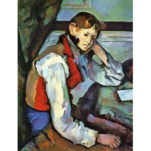  Oil Painting: Boy in a Red Vest: Paul Cezanne Hand Painted 